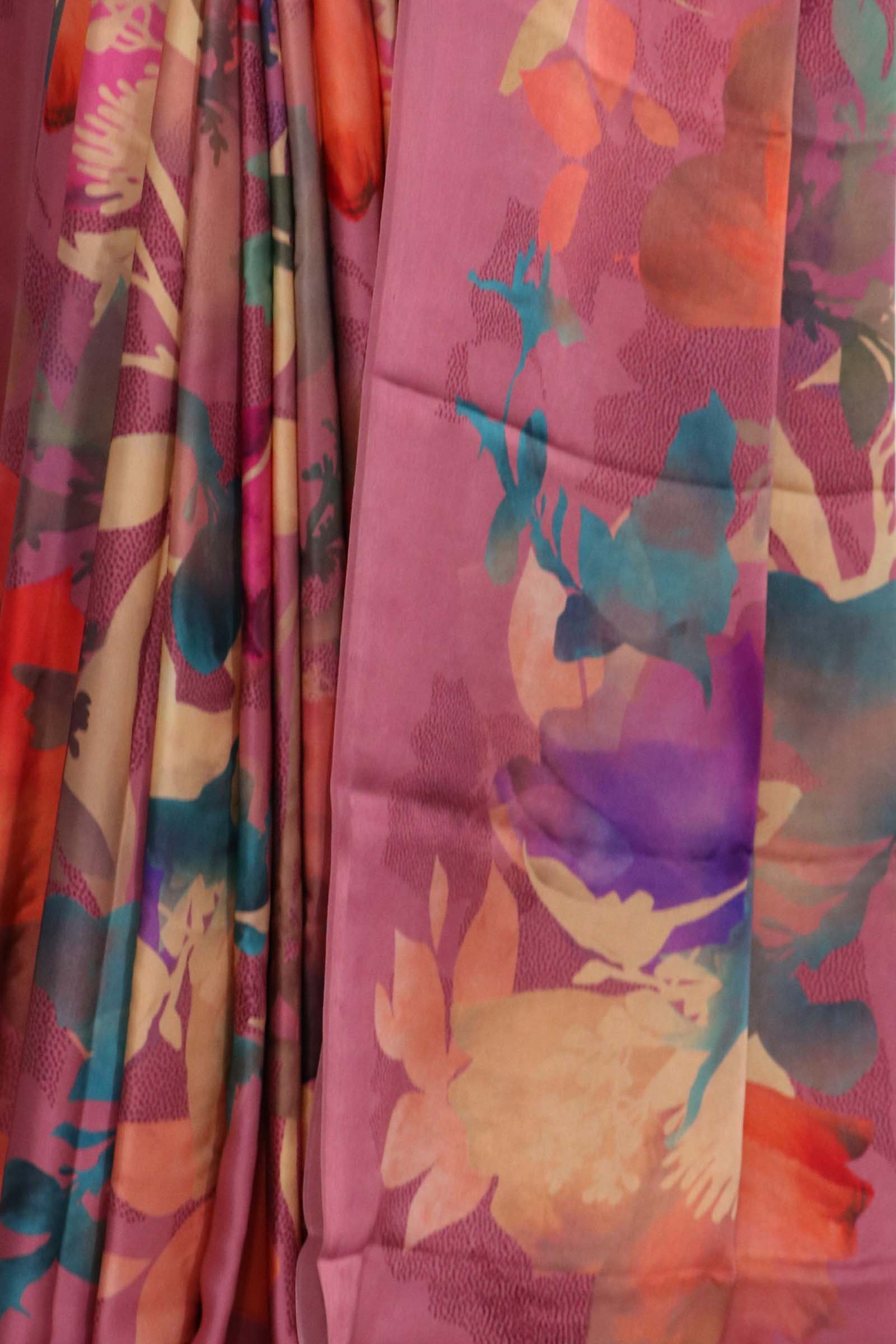 Designer Floral Pure Satin Crepe Silk Saree AL211508